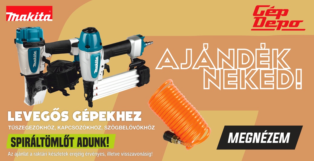 Vásárolj sűrített levegős gépeket és AJÁNDÉK spiráltömlőt adunk! Vásárolj sűrített levegős gépeket és AJÁNDÉK spiráltömlőt adunk!