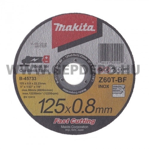 Makita B-45733 vágótárcsa inoxhoz 125mm (akkus sarokcsiszolóhoz)