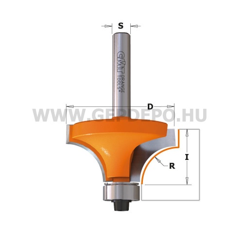 CMT szimplavállas rádiuszmaró csapággyal R: 8 mm, D: 28,6 mm, L: 54 mm, S: 8 mm